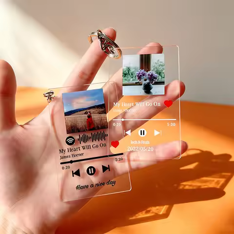 2026 Trend Acrylic Custom Photo Scannable Song Spotify Code Keychain Personalized Transparent Plate