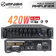 AmpAudio 420W Public Address Power Amplifier 4 Zone 70V 100V PA System 2U Rackmount