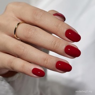 BTArtbox Pressed Short Red Nail Short Oval Nail Autumn Fake Nail with Nail Glue, Perfectly Fit, Reus