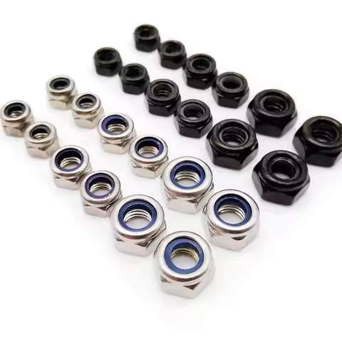 M2 M2.5 M3 M3.5 M4 M5 M6 M8 M10 M12 M14 M16 304 Stainless Steel Black Hex Nylon Insert Lock Nut Self