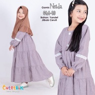 GAMIS ANAK SYARI SET JILBAB CERUTI WARNA COKLAT GAMIS ANAK PEREMPUAN