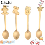 CACTUS 1/4pcs/set Tea Scoops Drinking Snowman Desserts Stainless Steel Kids Spoon