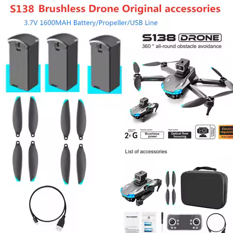 S138 Drone Battery 3.7V 1600mAh Battery/Blades /S138 Dron Spare Parts S138 GPS Drone Original Access