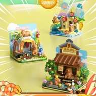 Jaki Block Capybara Vacation Holiday Series Hut Display Deco Decoration Building Brick GK001 / GK002