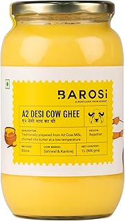 Barosi Premium A2 Cow Ghee 1 Litre | A2 Danedar Desi Ghee | Churned from Curd with Bilona Method | P