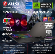 MSI - [14th HX] Sword 16 HX B14VGKG (i7-14700HX/ RTX4070/ 16" QHD+ 240Hz) 手提電腦