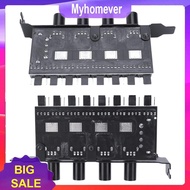 PC Chassis Fan Hub SATA/4 Pin Adapter 8 Channel CPU Cooling Fan HUB 4 Knob PWM Hub Cooling Fan Speed