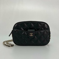 CHANEL 24S 相機包 MINI 黑金牛皮 AP3998/晶片款