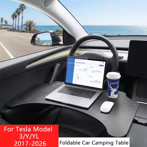 For Tesla Model 3/YL/Y Juniper Highland 2019-2026 Steering Wheel Laptop Tray Cup Food Desk Office Fo