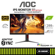 AOC Q27G4/D 27-inch QHD 200Hz Fast IPS Gaming Monitor (3Yrs AOC Warranty)