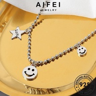 AIFEI JEWELRY Chain Necklace Smiley Perak 純銀項鏈 Rantai Sterling Silver For Original Korean 925 Women Retro Perempuan Leher Pendant Accessories N72