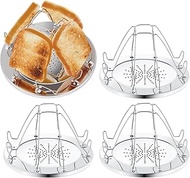 Baquler 4 Pcs Folding Camp Stove Toaster Stainless Steel Propane Bread Toaster 4 Slice Portable Camping Toaster Rack Holder for Outdoor Backpacking Cooking Fishing Hiking BBQ Picnic, 8.66" x 4.88"