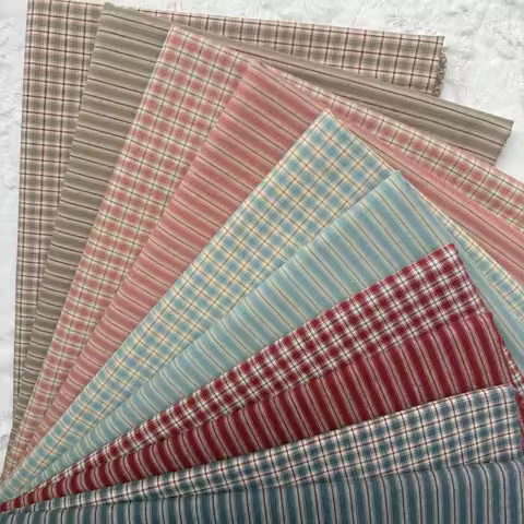 Stripe grid 13 Colors Japanese Yarn-dyed Fabric DIY Handmade Patchwork Fabric 100% Cotton Cloth Bund