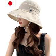[UV Cut Hat] Women's Sun Protection, Small Face Effect, Wide Brim, Size Adjustment, Wire Included, Sweat Absorbent, Quick Drying, Antibacterial and Deodorant, Folding, Actress Hat [Direct from Japan]