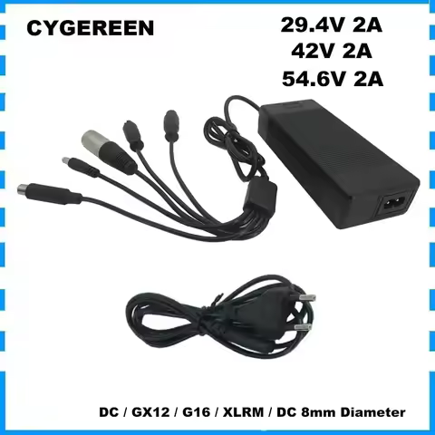 24V 36V 48V 2A Lithium Charger 29.4V 42V 54.6V 2A For 13S 48 V Li-ion Battery Charger DC GX12 GX16 X