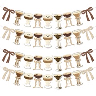 4Pcs Espresso Martini Party Banner Garland, Espresso Martini Glasses Bow Garland Espresso Martini Bi