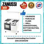 Zanussi Freestanding (4Burner +Electric Oven) Gas Cooker  ZAN-ZCG942W