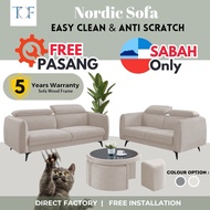 Sabah Nordic Sofa Set Sofa Modern Easy Clean Sofa Kain Senang Cuci 3 Seater Sofa 2 Seater Sofa