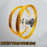 ชุดล้อโล วงล้อINFINITY 140x14 185x12 (2วง) +ดุมเงา(หน้า-หลัง-ดุมเสตอร์) MSX-125 MSX-SF DEMON-125