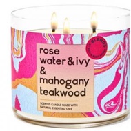 Bath &amp; Body Works - Rose Water &amp; Ivy &amp; Mahogany Teakwood 三芯香薰蠟燭 (平行進口貨品)