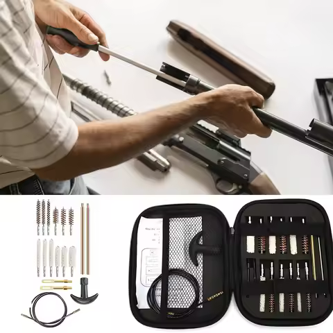 19 Pcs Universal Tactical Gun Cleaning Kit for Handgun Rifle Gun Brush Tool for .22/.38/9mm/.40/.45 