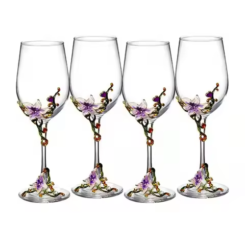 Creative Enamel Crystal Goblet Glasses for Champagne Glass Cup Set Luxury Glass Cups Glasses of Wine
