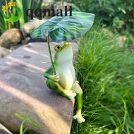 QQMALL Frog Figurine, Resin with Leaf Garden Frog Statue, Small Creative Landscape Decoration Craft 