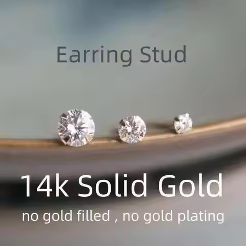 GOLDtutu 14K Gold Crystal Earring for Women, Mini Dainty Simple Style, Small Stud Earrings, Jewelry 