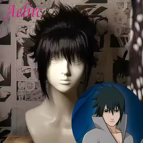 Anime Coser Sasuke Cosplay Wig HOKAGE NINJA Synthetic Short Straight Wig High Quality Heat Resistant