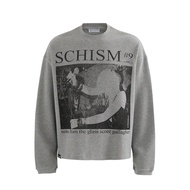 เสื้อยืดแขนยาวลายดอกไม้สีเทา POH 24AW Schism Split Band Seattle Grunge Rock Waffle Flower Grey Boxy