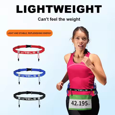 WRELS Unisex Triathlon Marathon Race Number Belt With Gel Holder Running Belt Cloth Belt Motor Runni