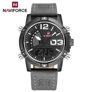NAVIFORCE Watches for Men Original Casual Watches Leather Strap Chronograph Dual Display Waterproof