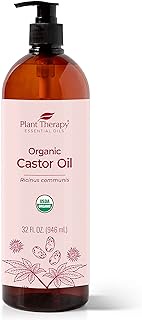 Plant Therapy Castor Oil USDA Organic Cold Pressed 100% Pure Hexane Free 32 oz Conditioning &amp; Healing, For Dry Skin, Hair Growth - Skin, Hair Care, Eyelashes