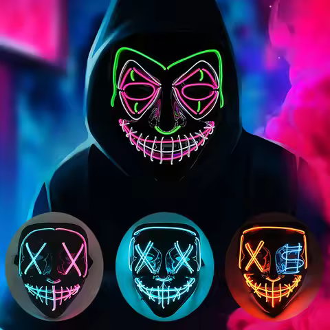 Purge Led Mask Masquerade Night Club Luminous Movie Theme Mask The Purge Glowing Cosplay Mask Horror
