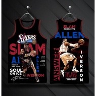 SLAM JERSEY| SIXERS ALLEN IVERSON| CARDS FULL SUBLIMATION JERSEY FREE CUSTOM