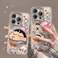 TR Cute Tooting Shinchan Suitable for Apple Mobile Phone Case Magnetic Bracket Feather Casing iphone