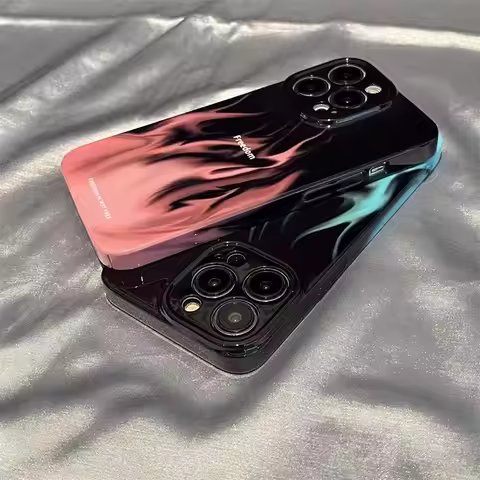 Trendy Flame Couple Phone Case for OPPO Reno 5 6 7 7Z 8 8T F9 F11 R15 R17 Find X3 X5 Se Pro 5G Gloss