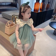 0-8years nhỏ cho nữ bay tay áo váy voan mỏng cổ tròn Magenta Hoa Đầm công chúa