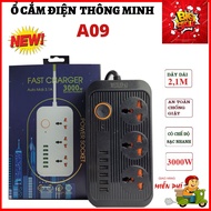 Ổ cắm điện đa năng thông minh A09 sạc nhanh Ổ cắm điện chịu tải ổ cắm có cổng USB bảo hành 24 tháng
