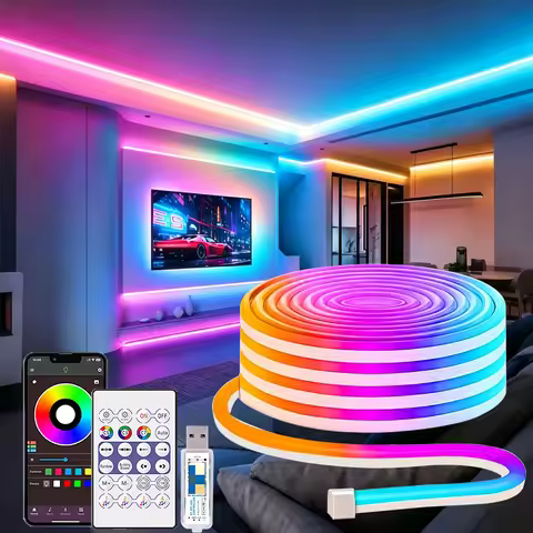 Led Strip Lights for Room Rainbow Colorful Neon Strip Lights with APP Control, Music Sync Led Lights