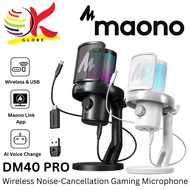 MAONO DM40 PRO Wireless & USB Gaming Microphone RGB AI Voice Change Noise Cancellation for PC Mobile