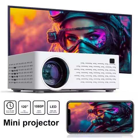 BESUS J12C Mini Portable Projector, Supports 1080P Full HD , Supports HD/USB/AV Home Theater, Suitab