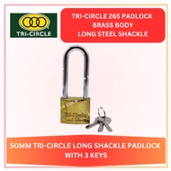 Tri-circle Heavy Duty Long Shackle Padlock 20mm/25mm/32mm/50mm - [3 Original Key]