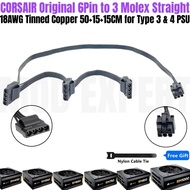 Original CORSAIR 3x Molex 4Pin IDE PATA Perif Cooler Fan HDD Floppy Power Cable for RM450 RM550 RM65