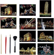 Doodle Book Christmas Scratch Pictures for Children 8 Sheets Urban Scratch Paper Magic Scratch Art P