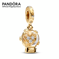 Pandora Snow globe 14k gold-plated dangle with clear cubic zirconia and transparent Murano glass จี้ชาร์ม ชาร์ม จี้ชาร์มแพนดอร่ามี ชาร์มแพนดอร่ามี จี้ชาร์มทอง