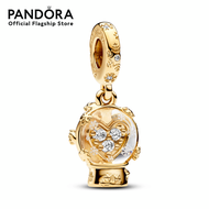 Pandora Snow globe 14k gold-plated dangle with clear cubic zirconia and transparent Murano glass จี้