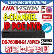 HIK HIKVISION DS-7608NI-Q1/8P 8 CHANNEL 8CH Support up to 8MP 8.0MP POE NVR NETWORK VIDEO Power Over