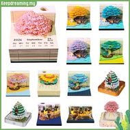 ✿ keepdreaming ✿  Time Piece Calendar 2026 3D Memo Pads Calendar Creative 3D Art Calendar Paper Carv