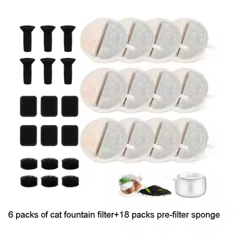 12 Cat Water Fountain Filters 6 Centre Sound-Absorbing Pump Filter Sponges for 84 Fl Oz / 2.5 L Nugg